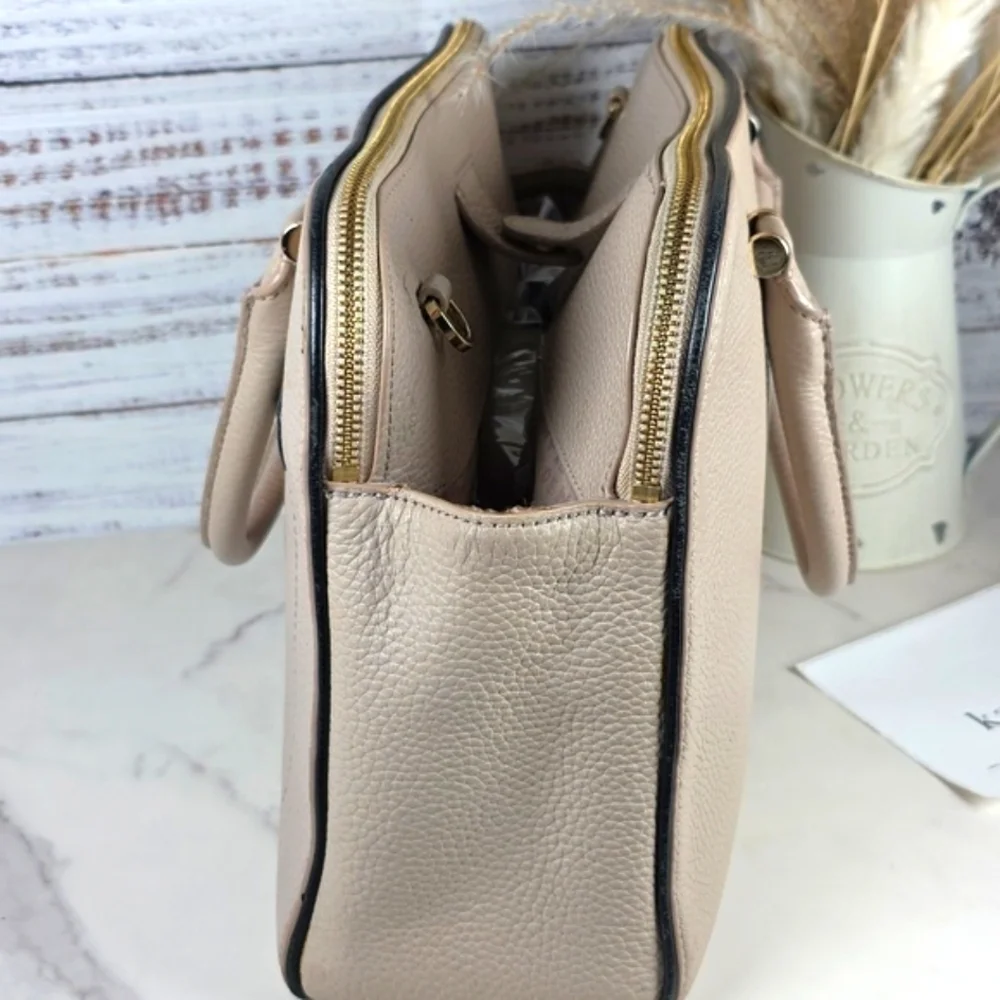 KATE SPADE NEW YORK HAND BAG ALMOND BLACK KALEN CHESTER STREET SATCHEL PURSE WOR
